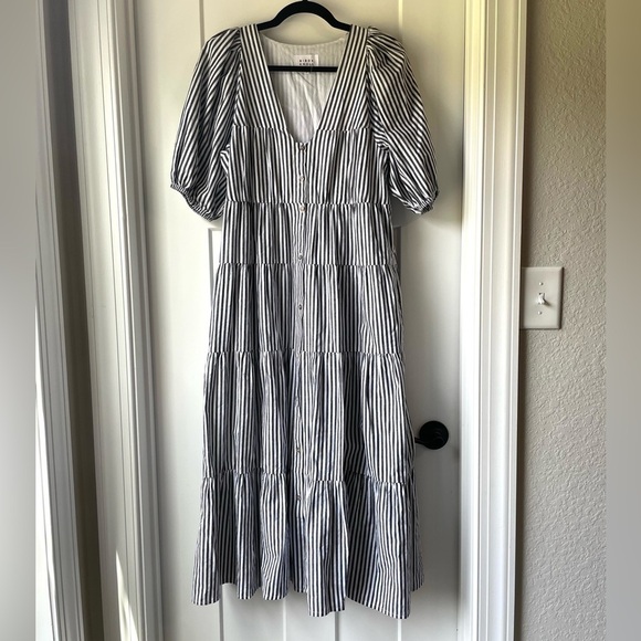 NWOT Bird & Knoll Women's Cecci Cotton Stripe Maxi Dress Size Small - Picture 2 of 10